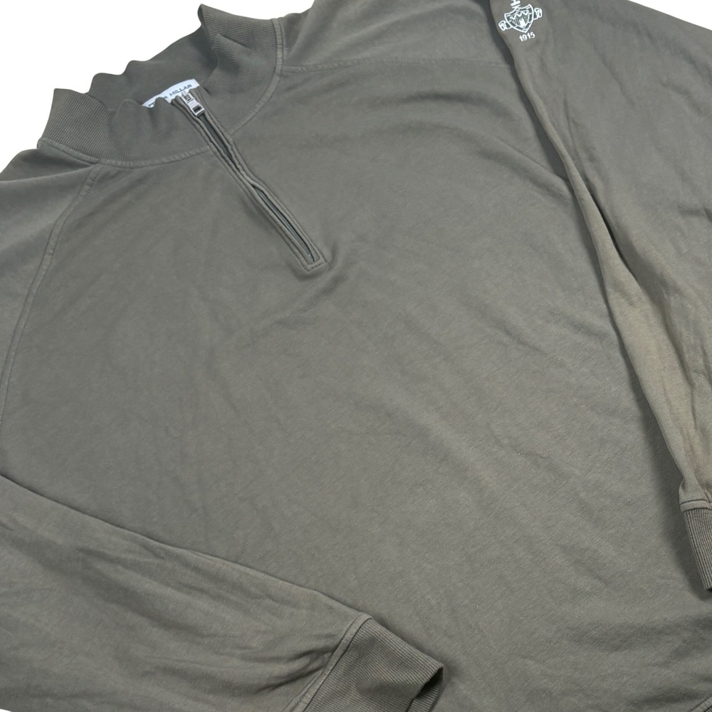 Peter Millar Quarter Zip Pullover Mens XL Green Oakland Hills Logo Preppy FLAWED